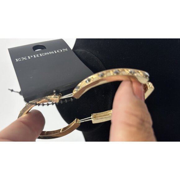 Expression Stretchy Bracelet Gold Tone Faux Jewels Fashion Jewelry NEW - Picture 6 of 6